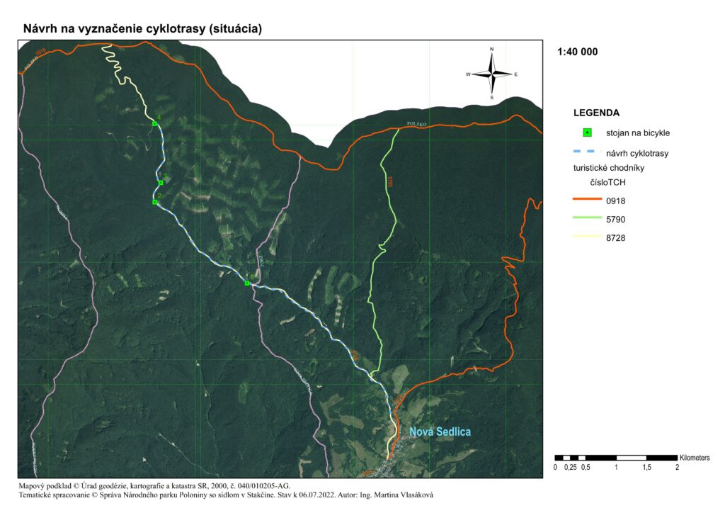 mapa - vyznačená cyklotrasa 