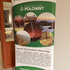 Roll-up baner NP Poloniny. Druhý Švajčiarsky príspevok.