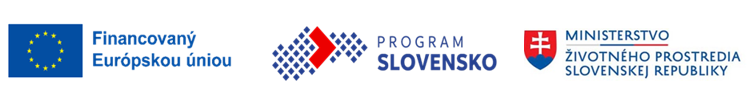 Logá z ľavej strany Financovaný európskou úniou, Program Slovensko a Ministerstvo životného prostredia Slovenskej republiky